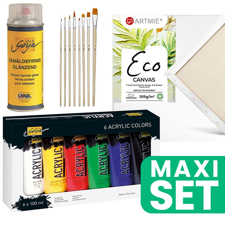 Set di pittura di base con pennelli e vernice lucida