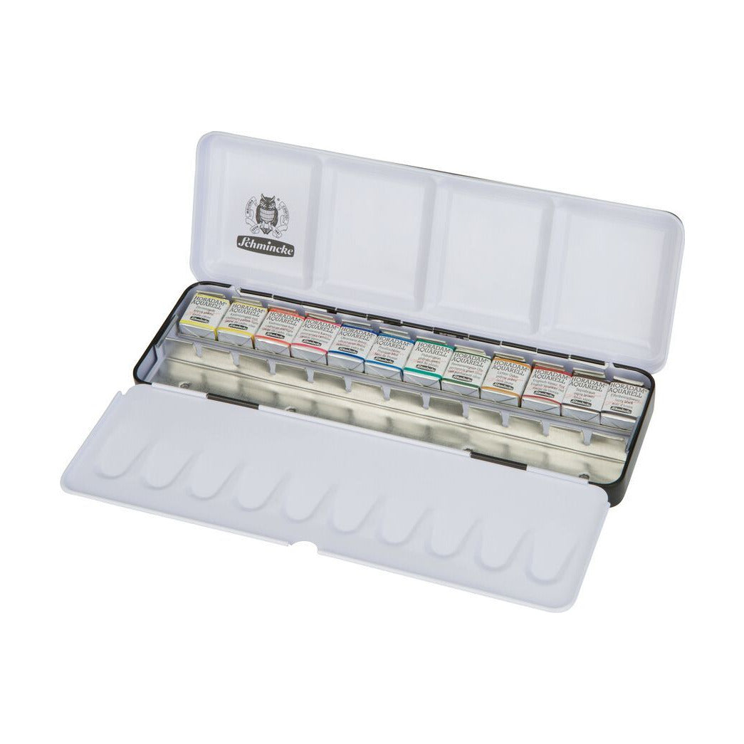 Set per acquerello in metallo Schmincke HORADAM, 12 x 1/2 godet con spazio extra
