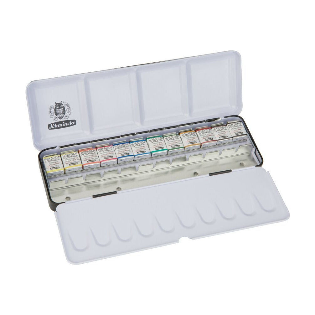 Set per acquerello in metallo Schmincke HORADAM, 12 x 1/2 godet con spazio extra