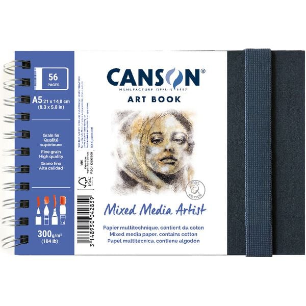 Sketchbook CANSON Mix Media Art Book 300 g 56F 14 x 21 cm con copertina rigida