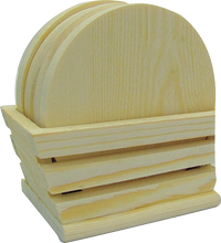 Sottobicchieri rotondi in legno con supporto Pentart, 11,5 x 6 x 6,5 cm
