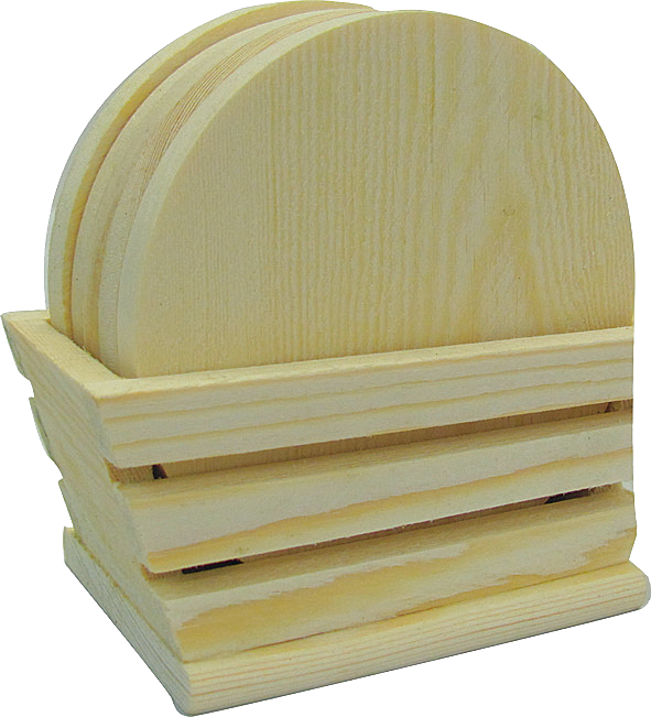 Sottobicchieri rotondi in legno con supporto Pentart, 11,5 x 6 x 6,5 cm