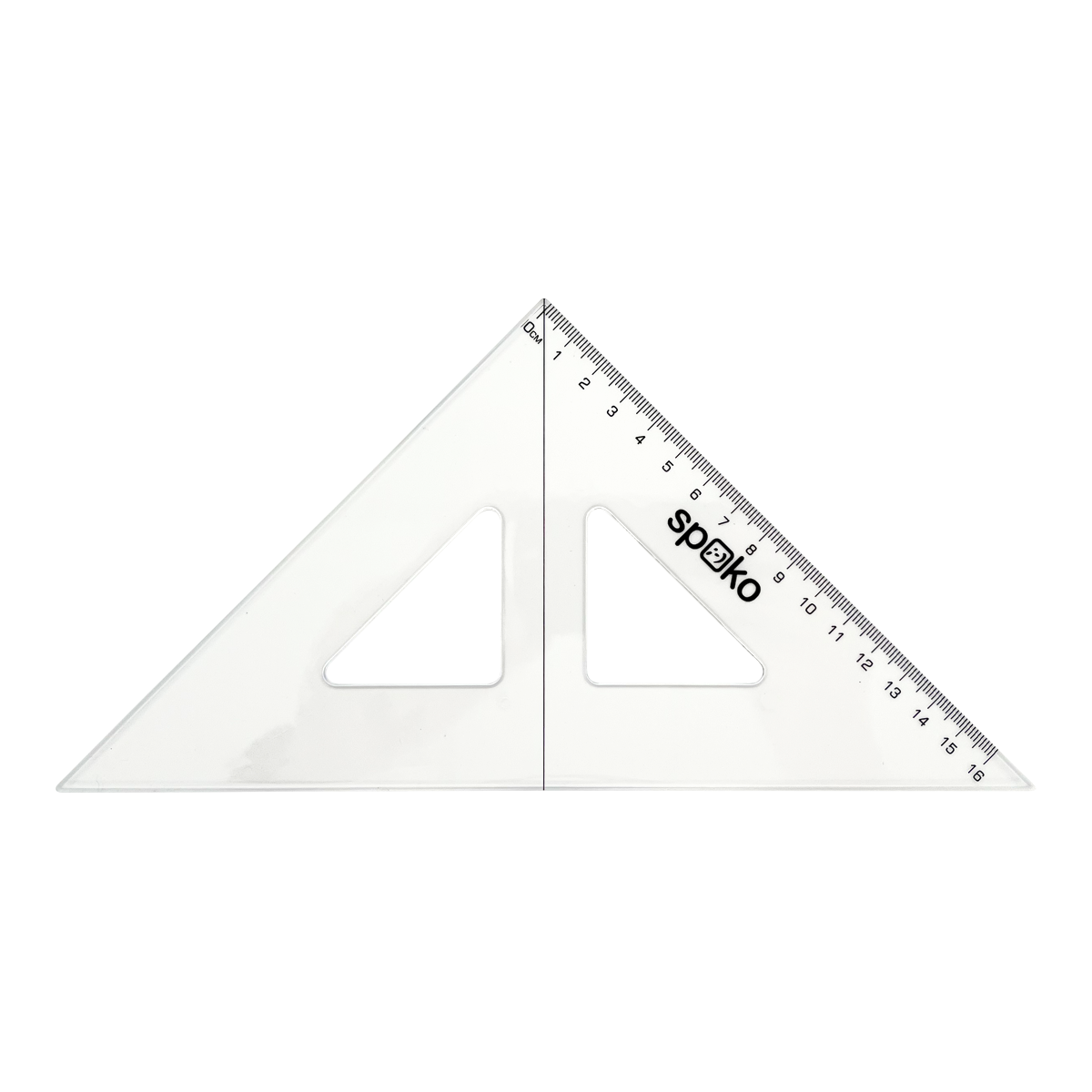 Squadra geometrica con goniometro Spoko, 16 cm – trasparente