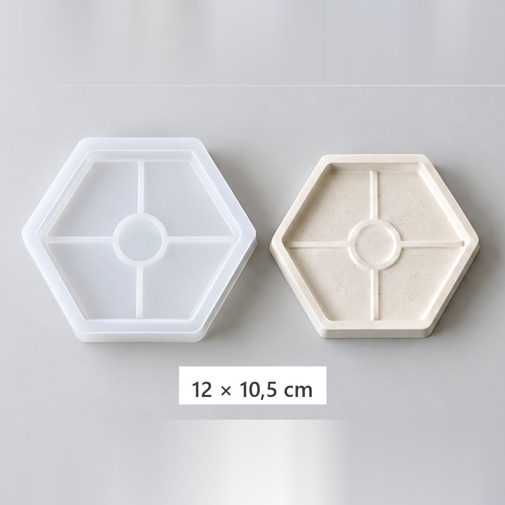 Stampo flessibile in silicone per colata di vassoi e sottobicchieri – vassoio esagonale – 12 × 10,5 cm
