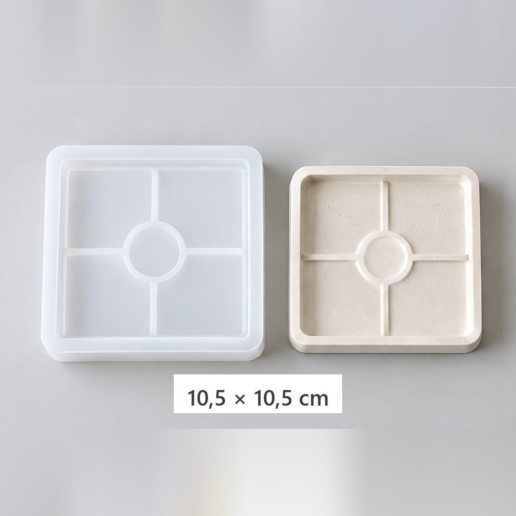 Stampo flessibile in silicone per colata di vassoi e sottobicchieri – vassoio quadrato – 10,5 × 10,5 cm