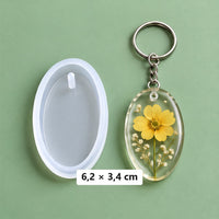 stampo ovale 6,2 × 3,4 cm + 3 anelli per portachiavi