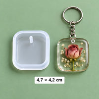 stampo quadrato 4,7 × 4,2 cm + 3 anelli per portachiavi
