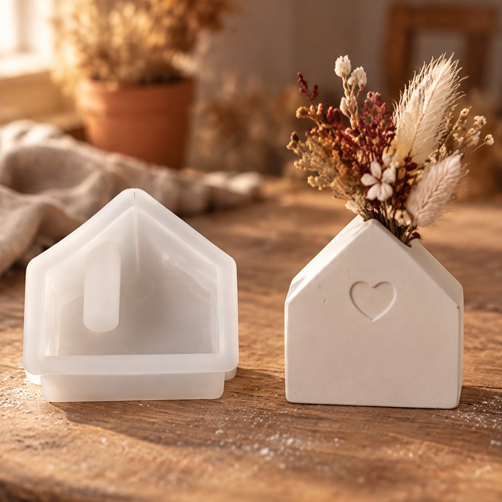 Stampo in silicone per mini vasetti per fiori secchi – casetta – 5,1 × 5,9 cm