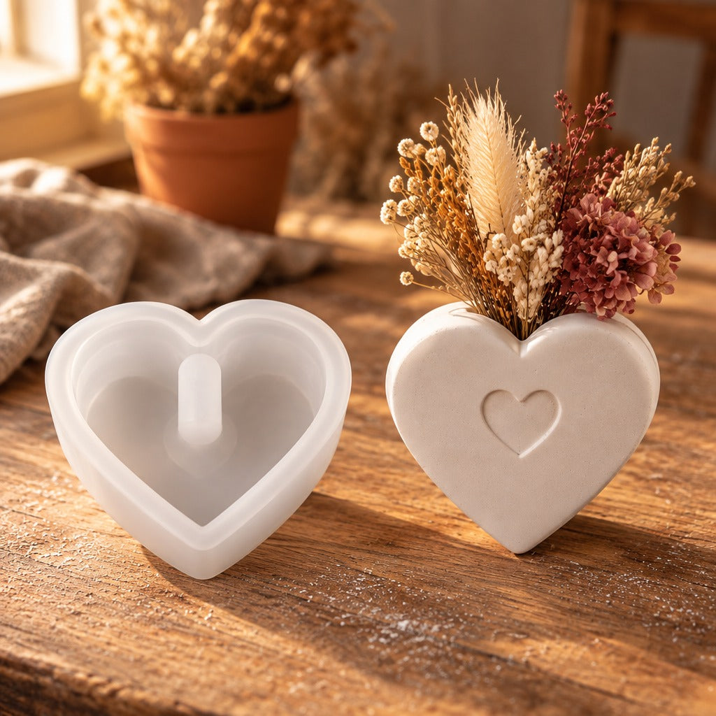 Stampo in silicone per mini vasetti per fiori secchi – cuore – 6,6 × 6,1 cm