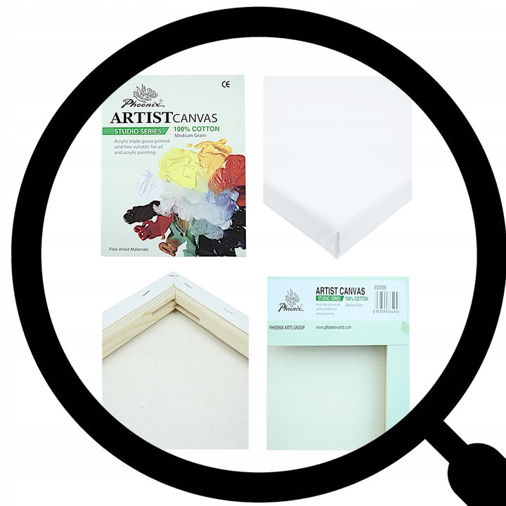 Tela per pittura con telaio Phoenix 20 x 30 cm – set da 5 pezzi