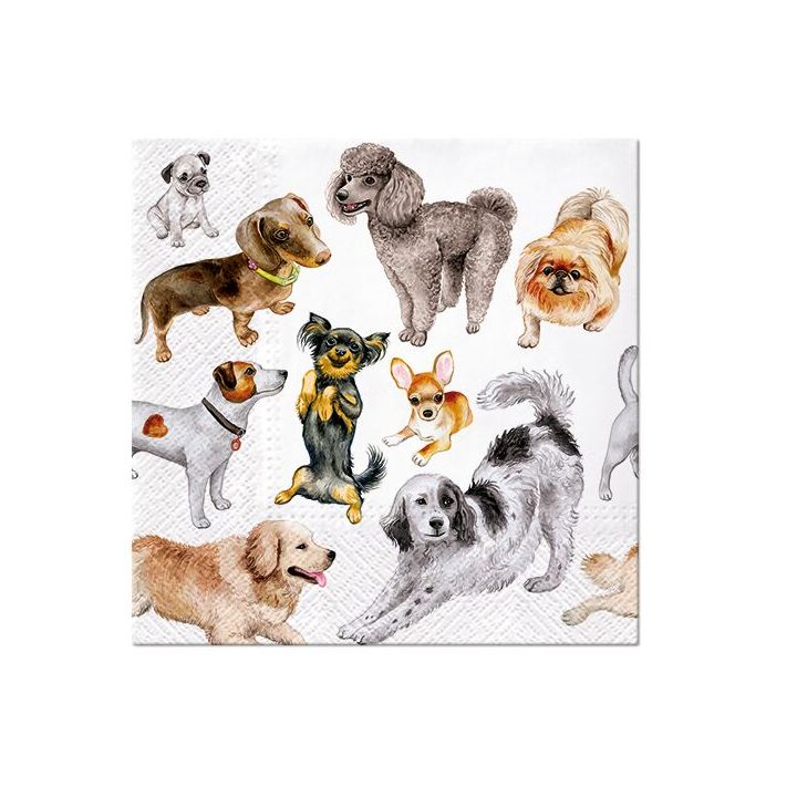 Tovaglioli a decoupage - Dogs Happiness - 1 pezzo