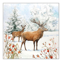 Tovaglioli ecologici per decoupage Cervo nella neve - 1 pz