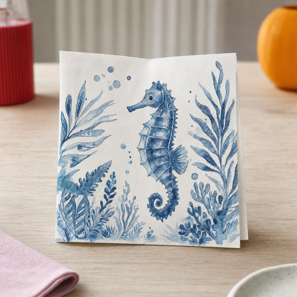 Tovaglioli per decoupage con creature marine – cavalluccio marino