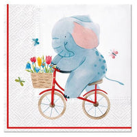 Tovaglioli per decoupage Elefante in bicicletta - 1 pz