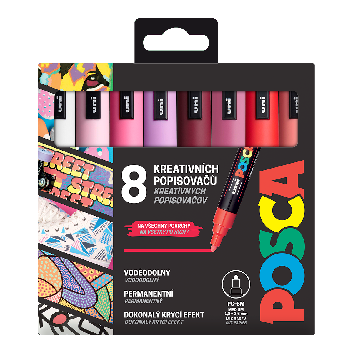 Posca set di pennarelli PC-5M, LOVE, 1,8 - 2,5 mm, mix toni caldi (8 pz)