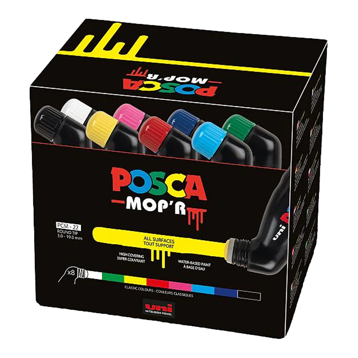 Posca PCM-22 8C MOP´R set di pennarelli, 3 – 19 mm, colori assortiti (8 pz)