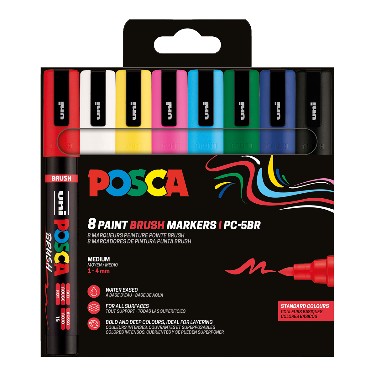 Posca set di pennarelli PC-5BR, 1 – 4 mm, colori primari – 8 pz