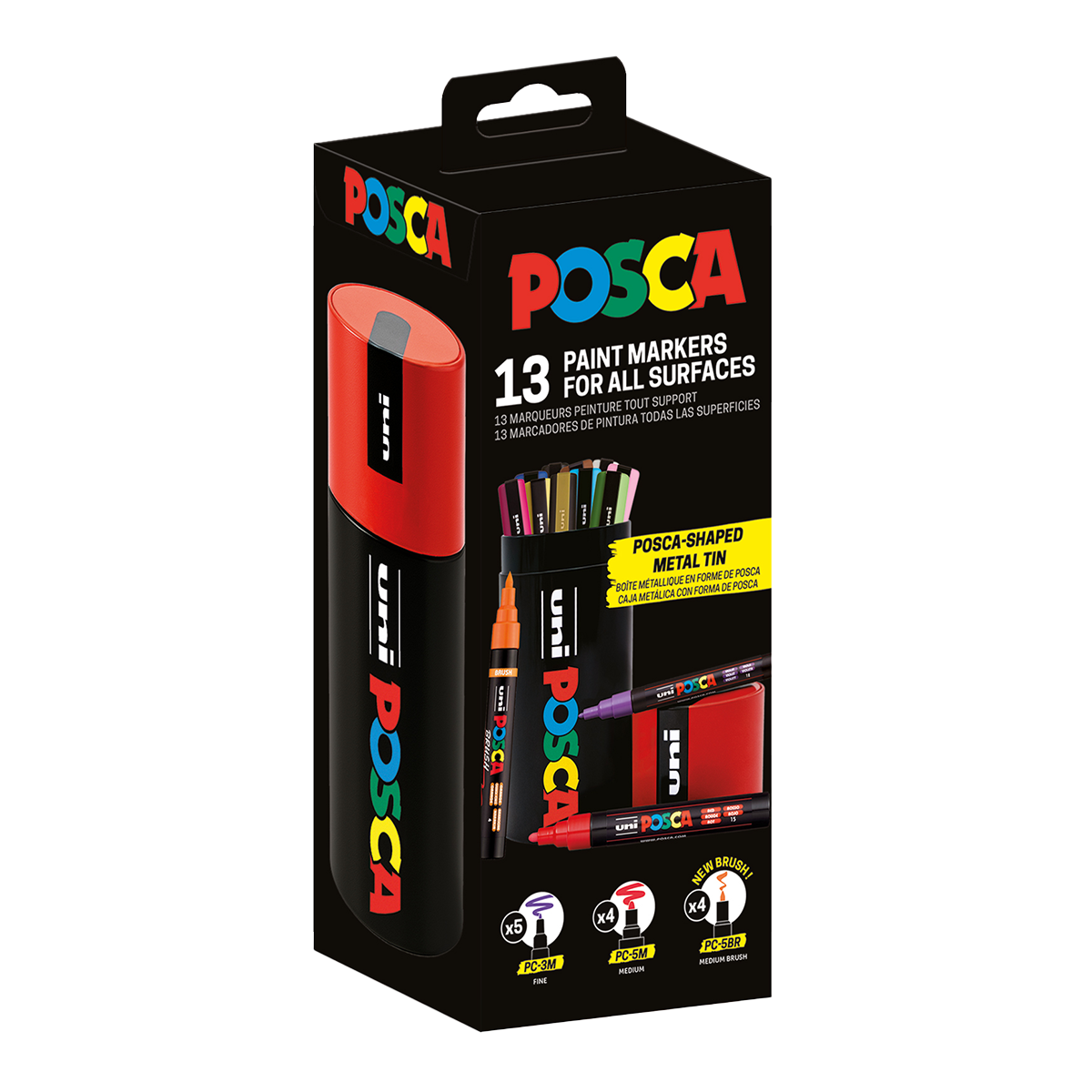 Posca set combinato di pennarelli in scatola di latta – 13 pz (PC-3M, PC-5M, PC-5BR)
