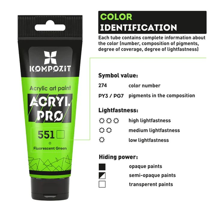 Vernice acrilica fluorescente ACRYL PRO ART Composite 75 ml | diverse tonalità