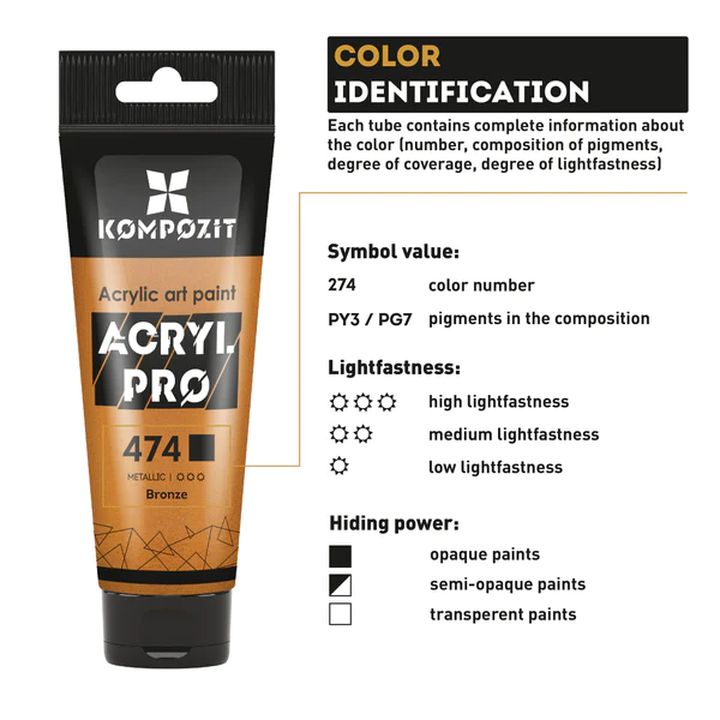 Vernice acrilica metallizzata ACRYL PRO ART Composite 75 ml | diverse tonalità