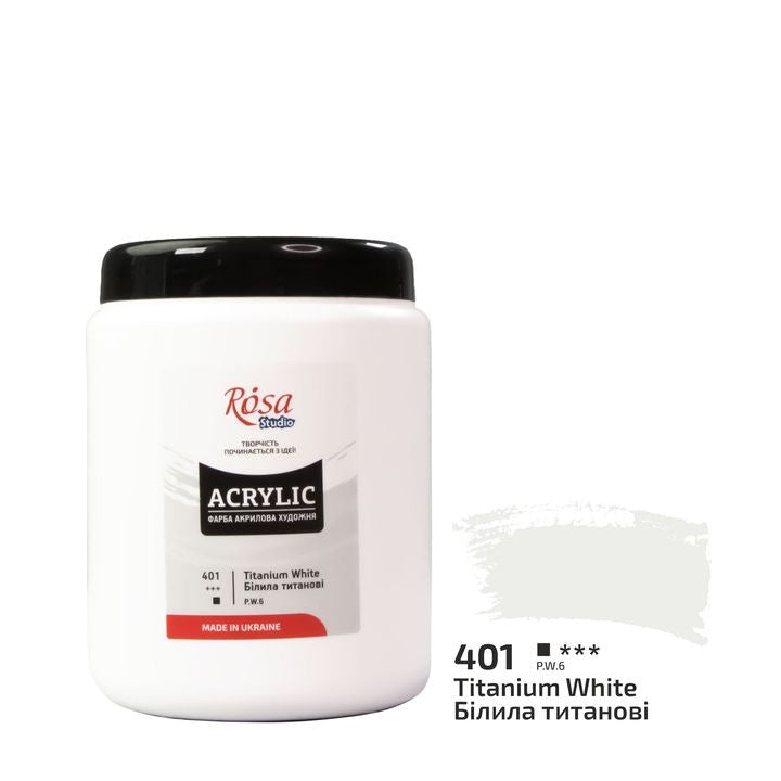 Colore acrilico, 1000 ml, ROSA STUDIO – Bianco titanio (401)