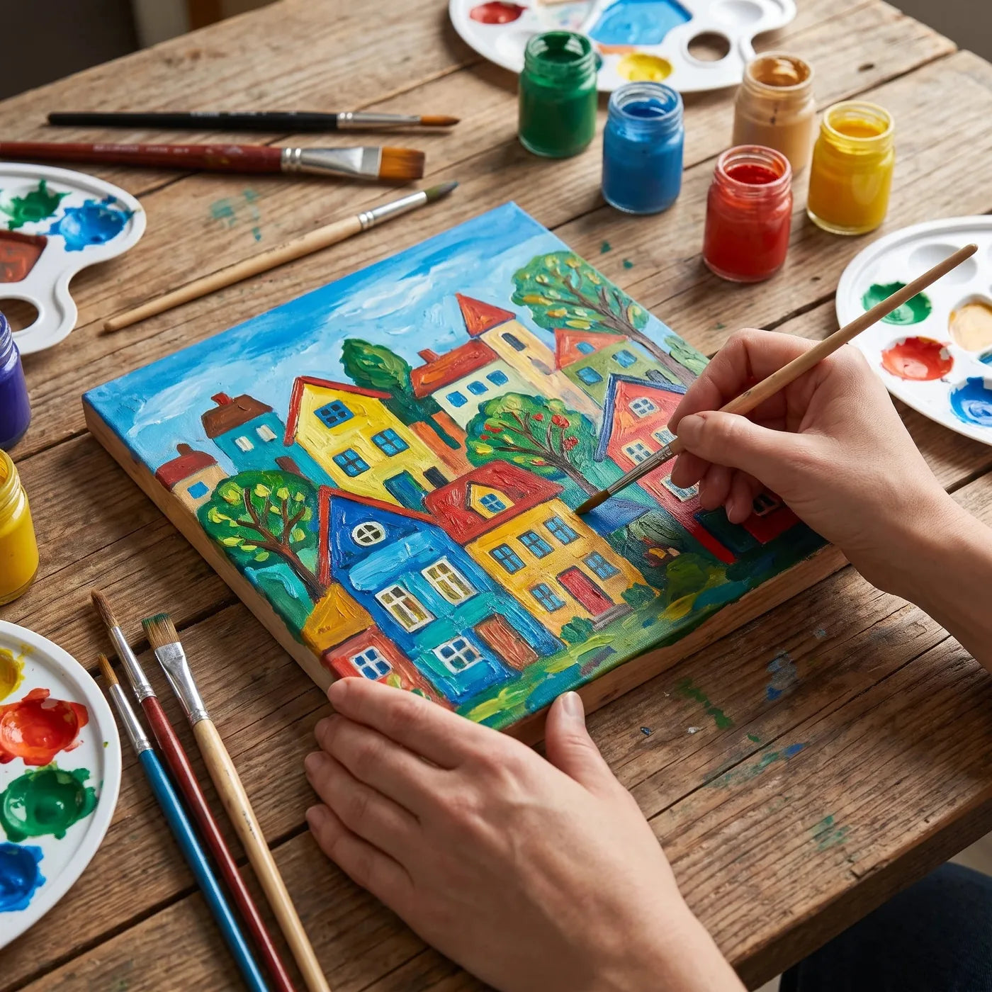 Motivo dipinto con colore ARTMIE Cacadu su legno