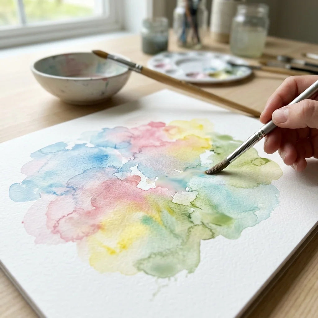 Effetto acquerello con gouache diluito con acqua