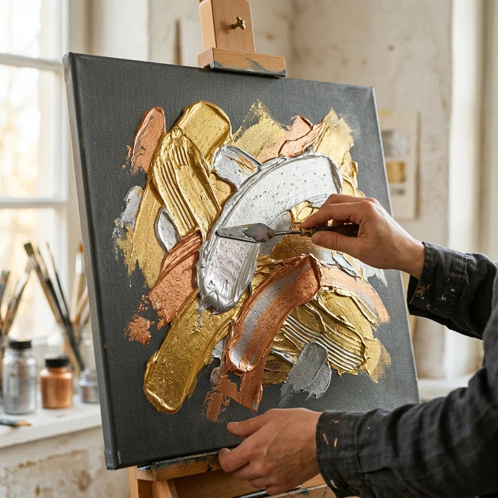 Impasto metallico con spatola
