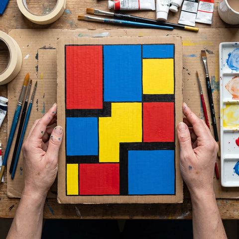 Motivo pop-art dipinto con acrilico su cartone
