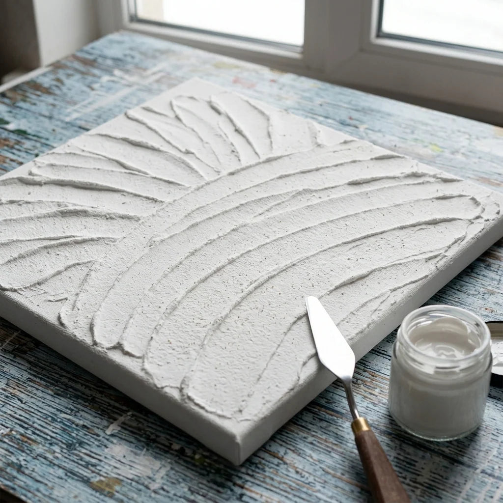 Sfondo strutturale 3D con pasta ARTMIE — base pronta per acrilico