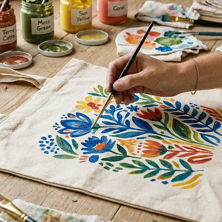 Decorazione di tessuti con colori per tessuti