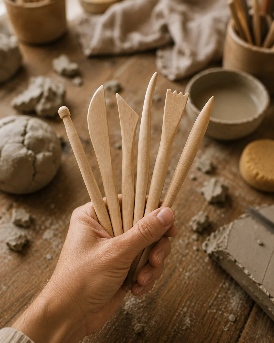 Set di strumenti in legno per modellare