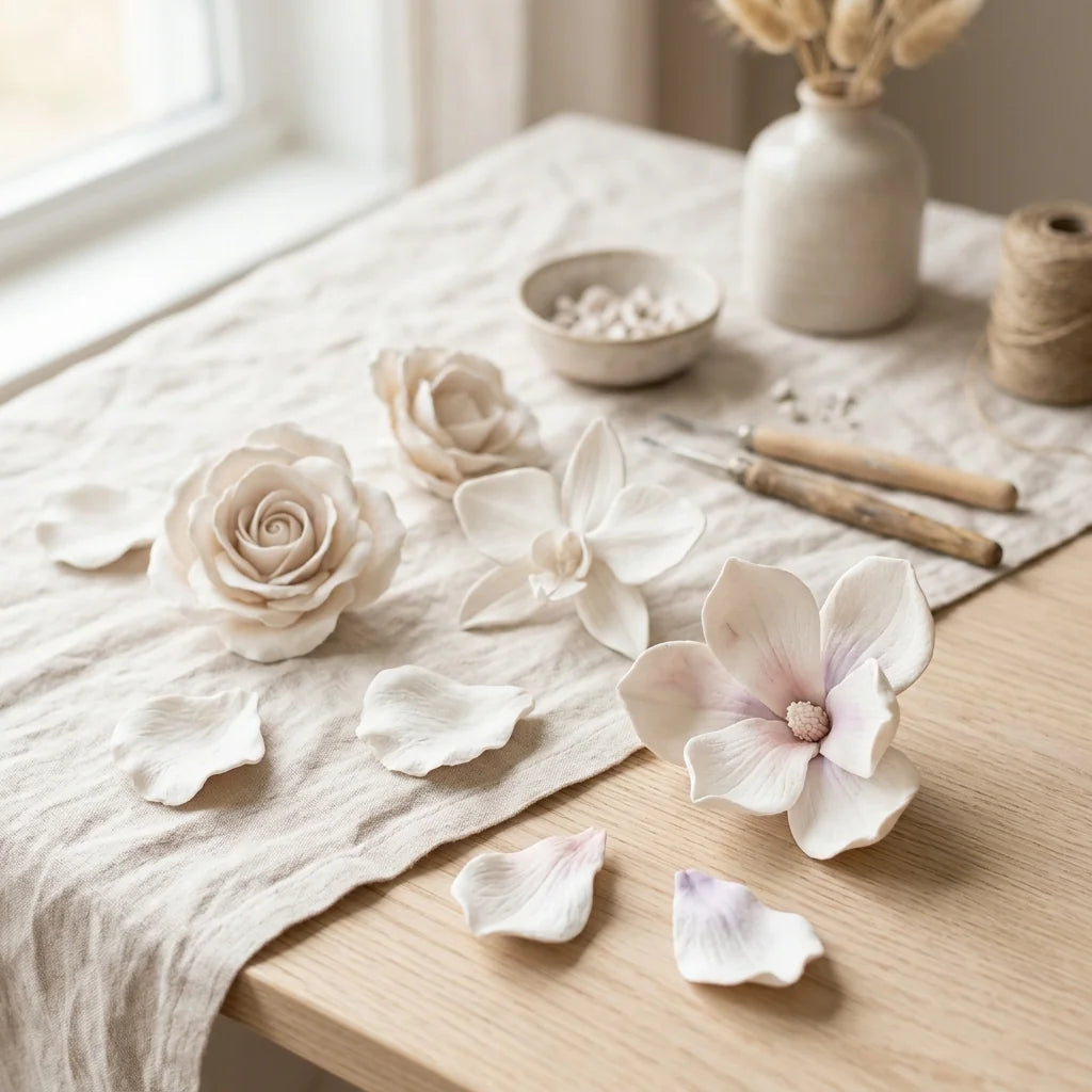 Delicati fiori realizzati con la pasta leggera Cloudy Clay