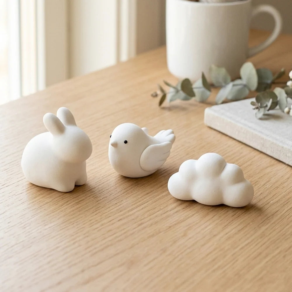 Statuine leggere modellate con la pasta Cloudy Clay