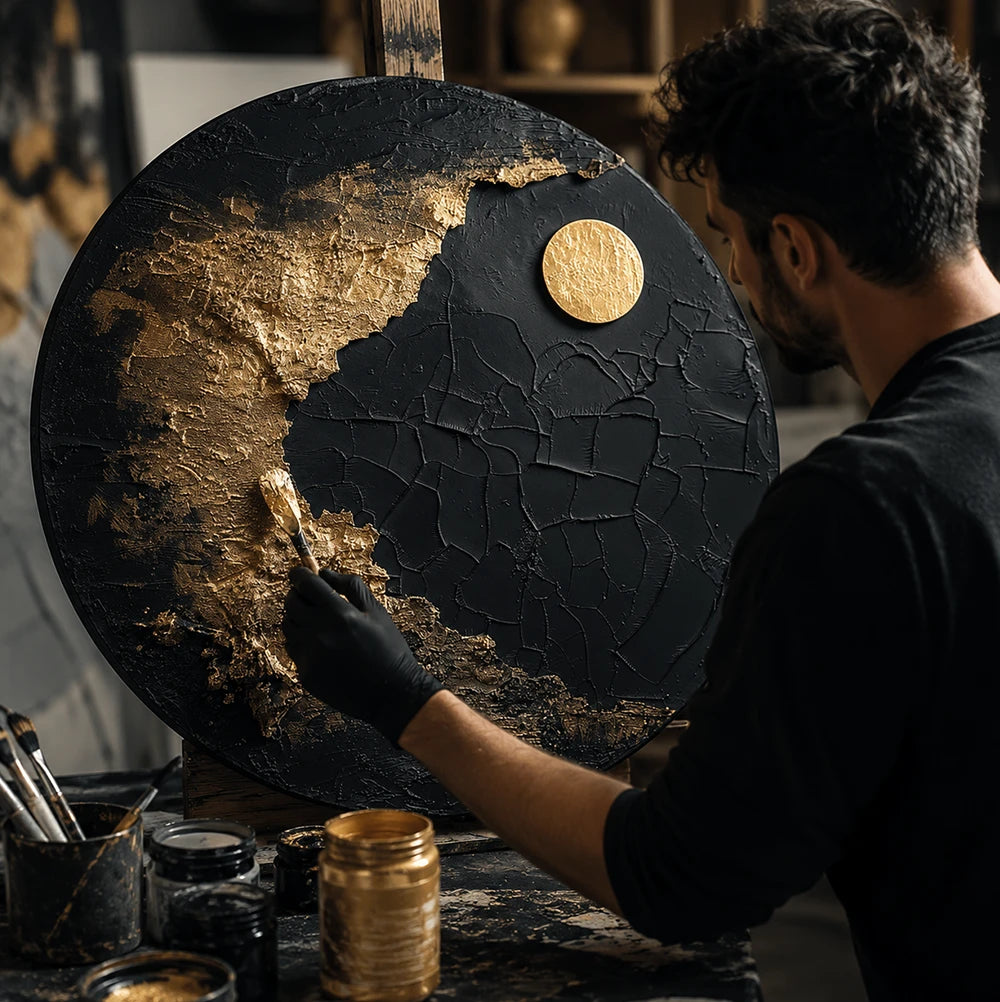 Arte metallizzata su tela rotonda ARTMIE