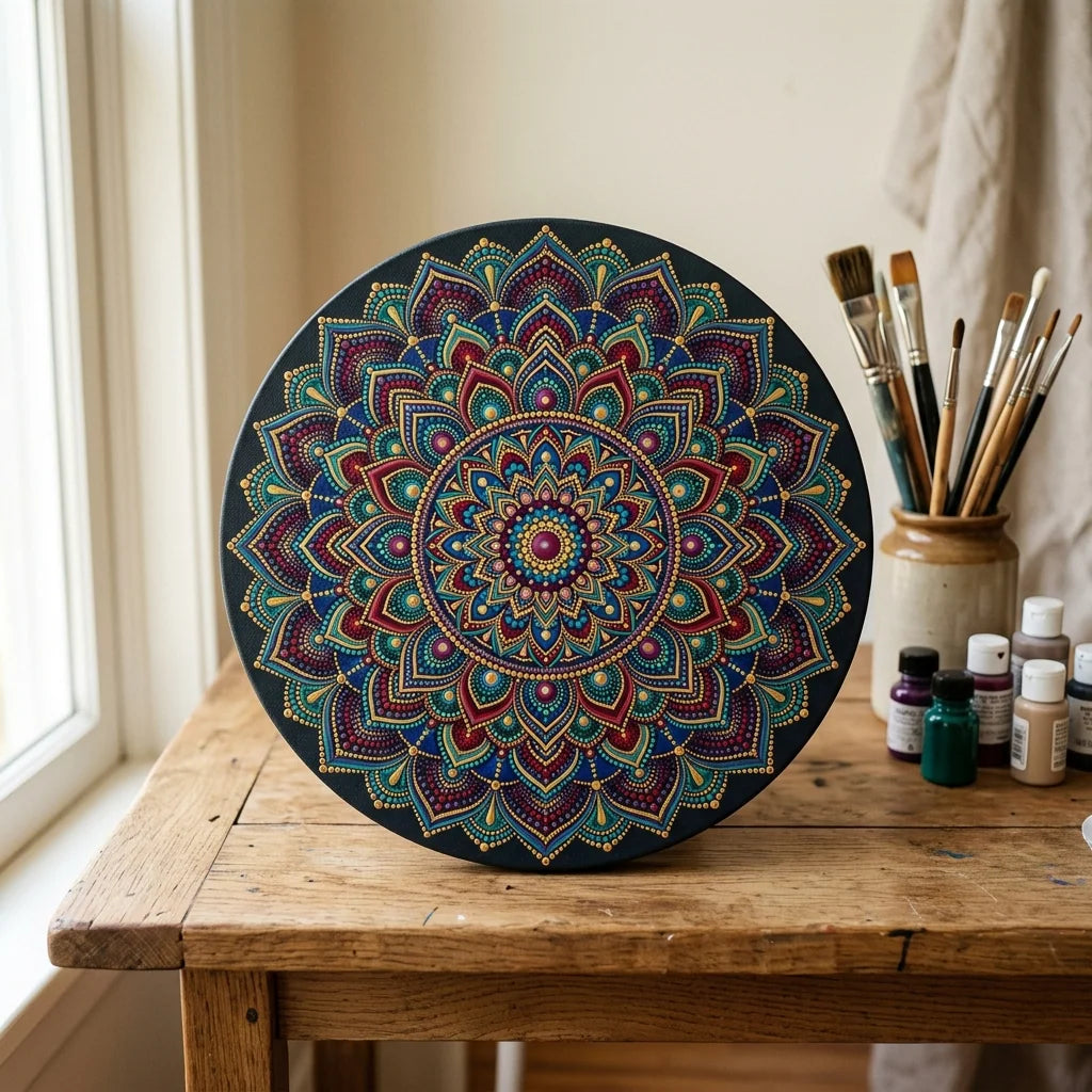 Mandala dipinto su tela rotonda ARTMIE