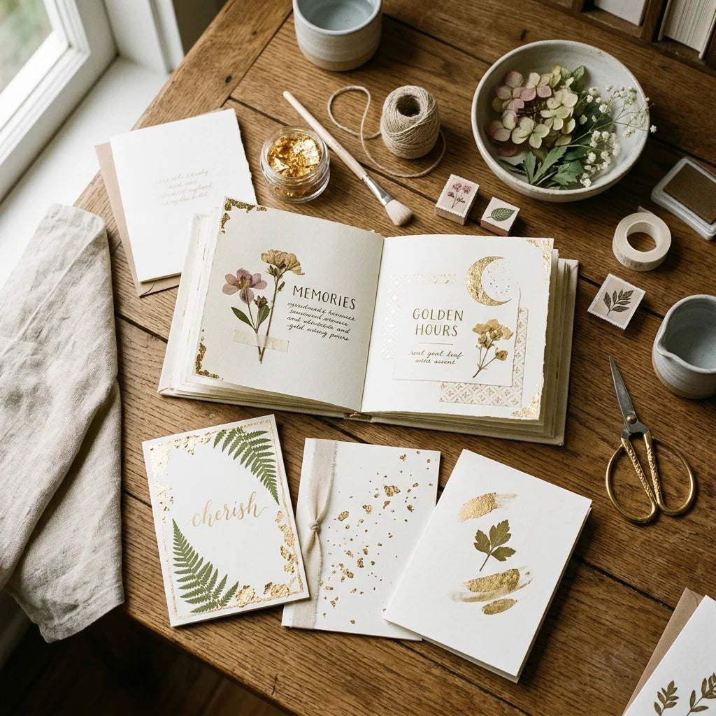 Accenti dorati in lavori di scrapbooking