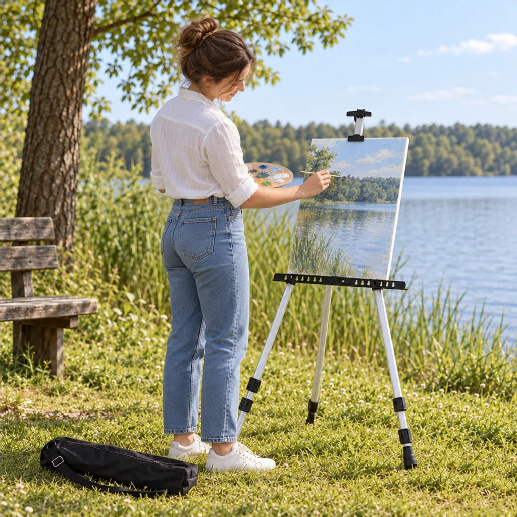 Pittura all’aperto sul cavalletto Royal ALUMINIUM con l’inclinazione regolata