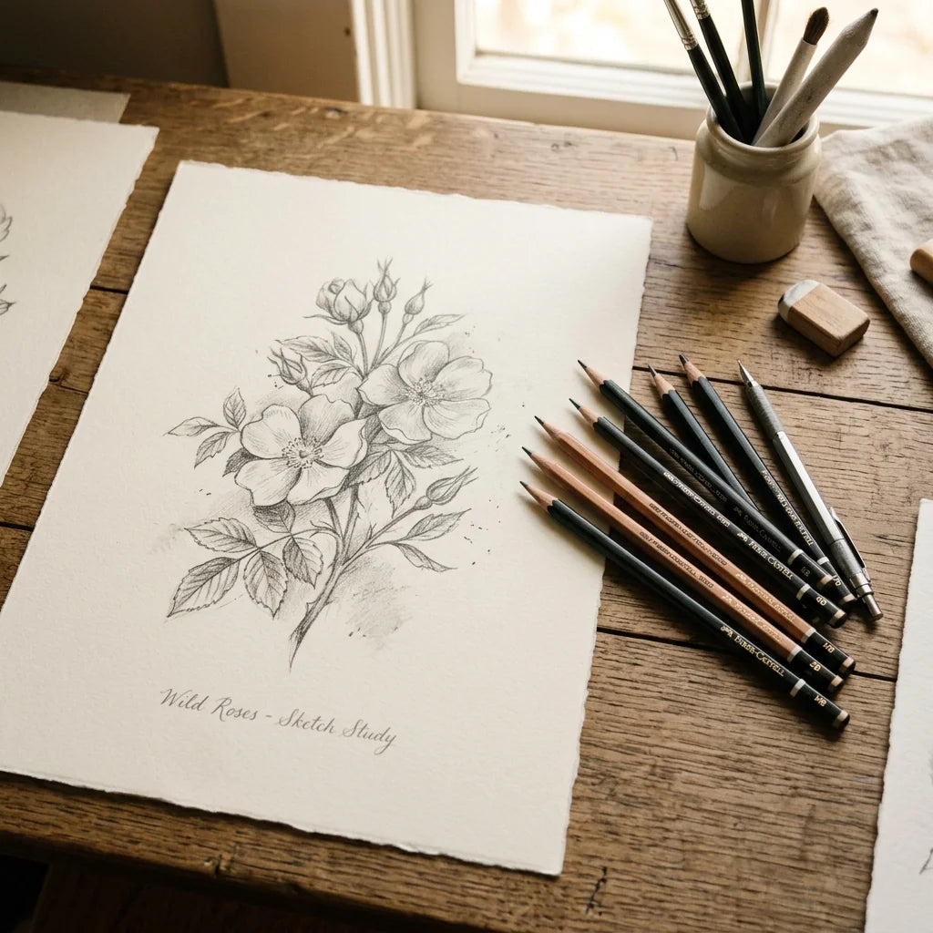 Disegno a matita dal set di 12 matite di diverse durezze