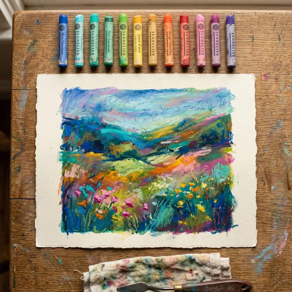 Disegno con pastelli a olio