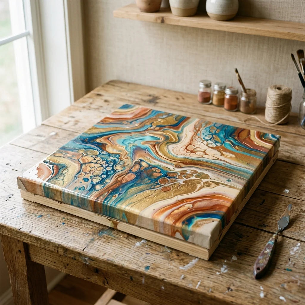 Il dipinto fluid art asciuga in piano