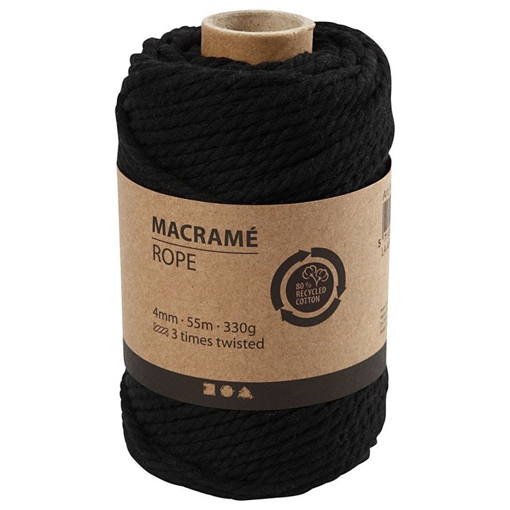 Hobby, Corda per macramè 4 mm x 55 m - black, E-shop per i Vostri  accessori per pittura, Consegna GRATIS per gli ordini superiori ai 75€