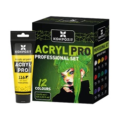 ACRYL PRO PROFESSIONAL Set di colori acrilici 12x75 ml